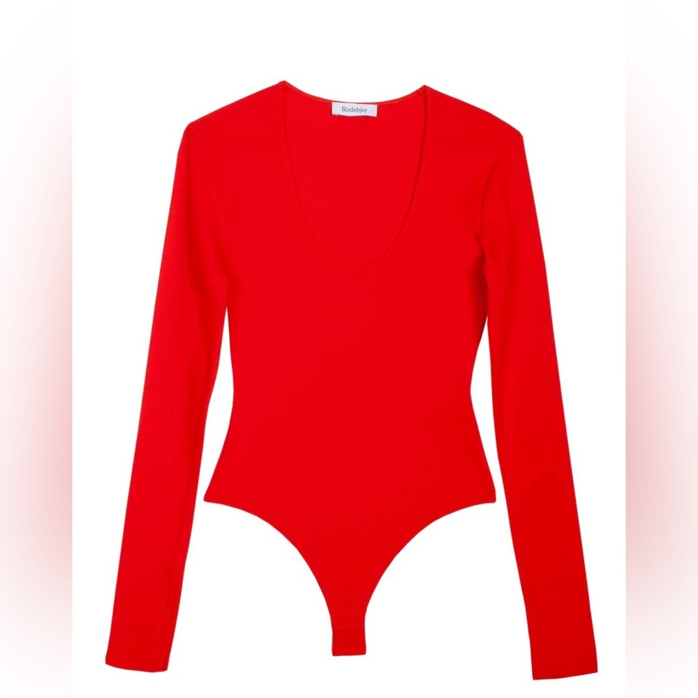 NWT RODEBJER Cora Thong Ribbed Bodysuit in 5000 Red Size XS